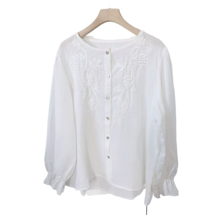 Femme Classic Bestickte Button-Up Bluse Stilla