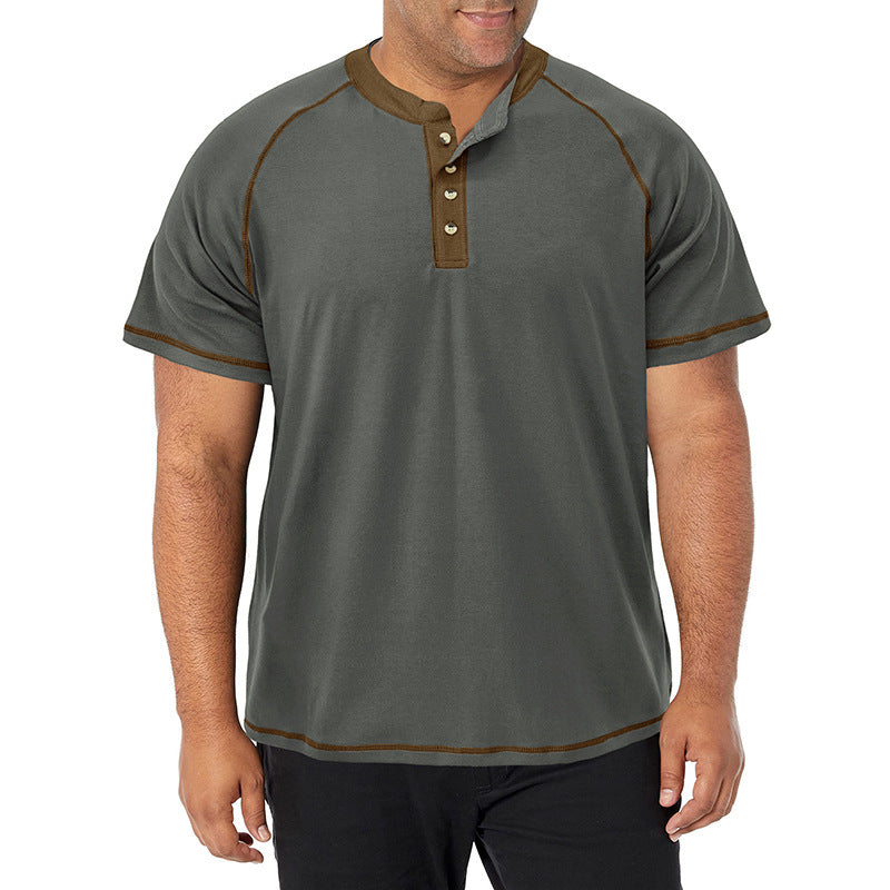 Herrer kortærmet henley-shirt med iøjnefaldende kontrastsyninger og behagelig pasform Stilla