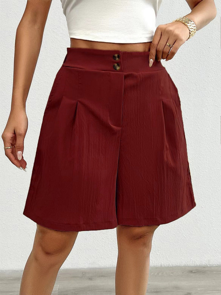 Damer casual shorts med høj talje og dekorative knapdetaljer Stilla