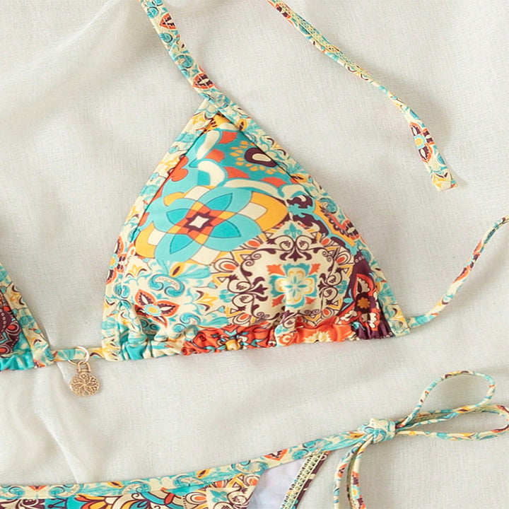 Damer Legestribet trekant-bikini med blomstermotiv Skovae