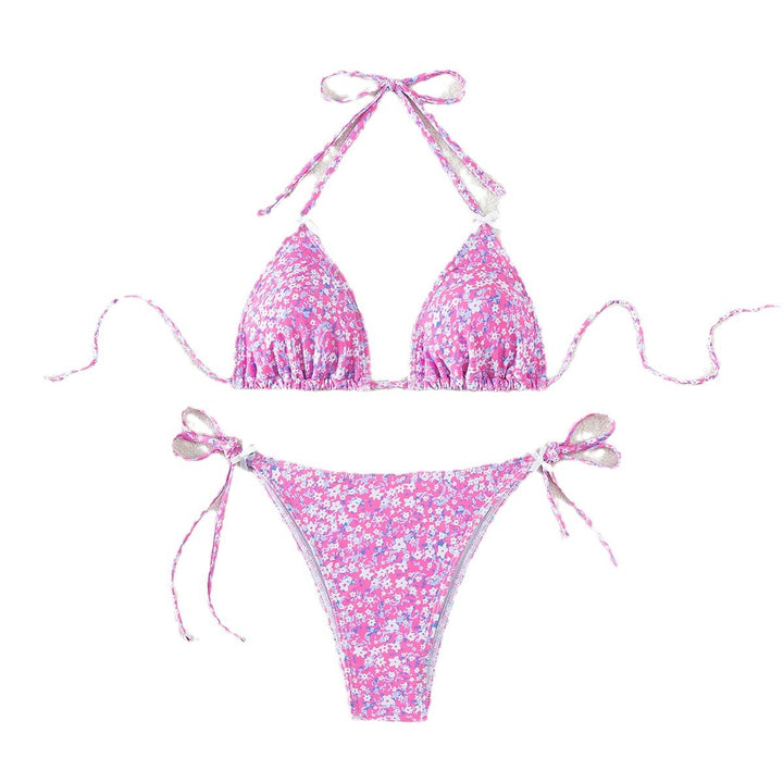 Dame triangelbikini med justerbare bånd og blomsterdesign Skovae