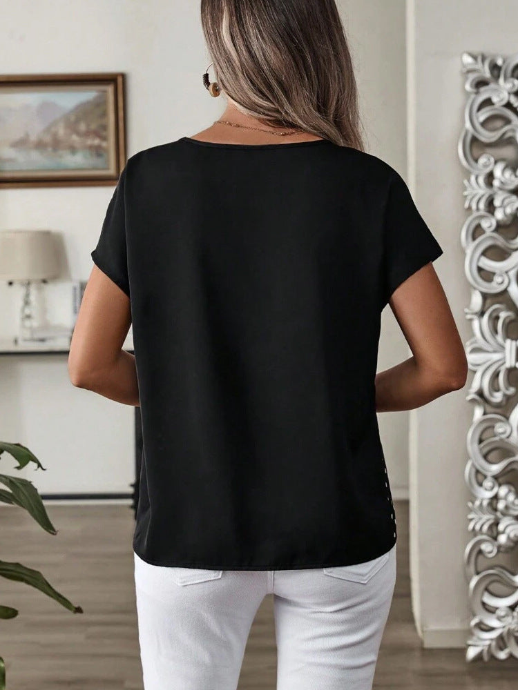Damer Polka-Dots T-shirt med afskårne skemaer og moderne snit Stilla