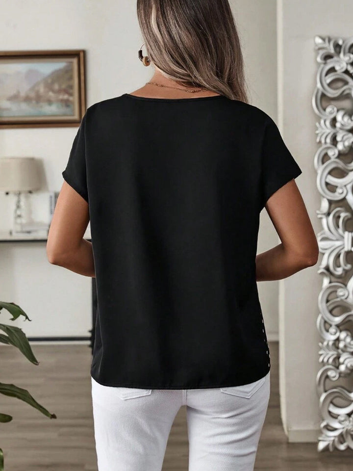 Damer Polka-Dots T-shirt med afskårne skemaer og moderne snit Stilla