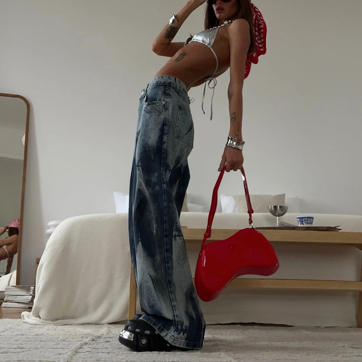 Kvindernes brede jeans med moderne vaskelook Stilla