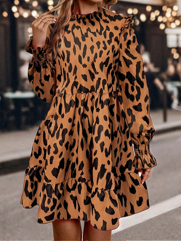 Femme Elegant Gradient Leopardskindsmønster Kjole Stilla