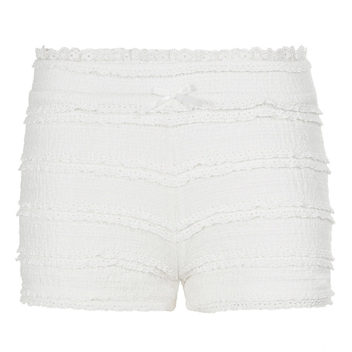 Dame trendy shorts med flæse design og elastisk talje Skovae