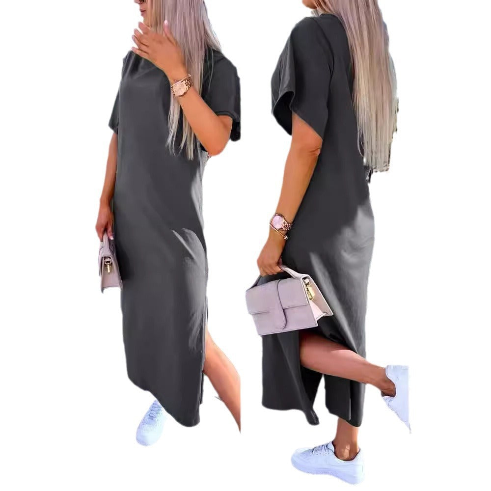 Dame Langærmet Kjole i minimalistisk Design med sidelæg Stilla