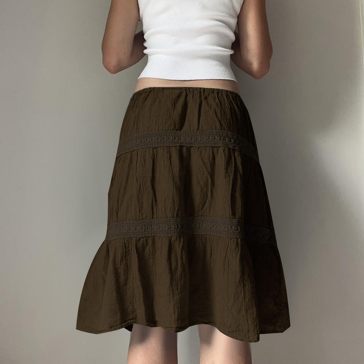Dame luftig Jumpskirt med elastisk talje og rynker Skovae