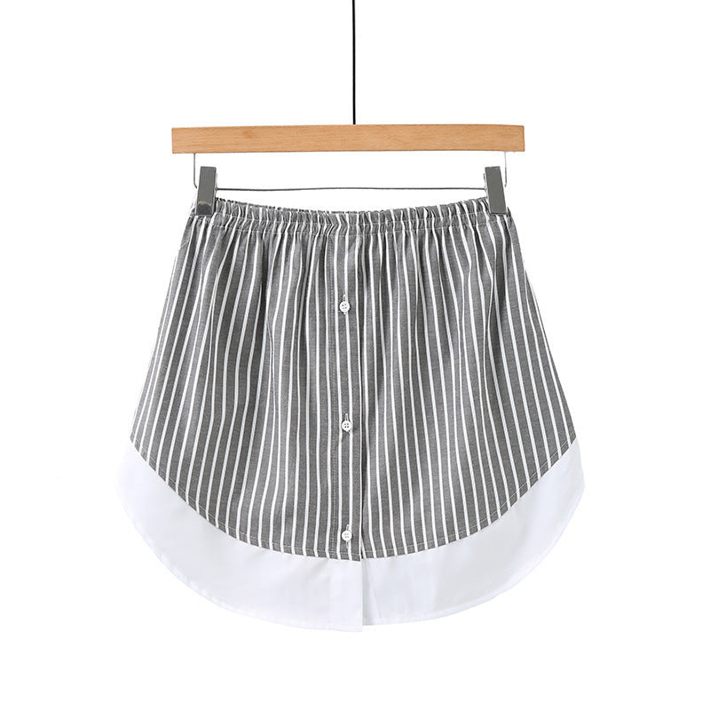 Dame skjorte bluse med stribet design og asymmetrisk snit Skovae