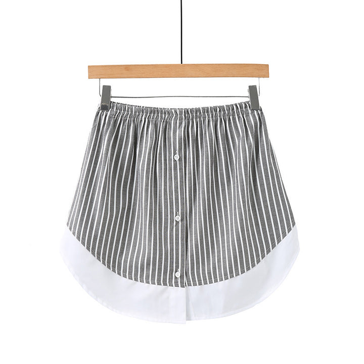 Dame skjorte bluse med stribet design og asymmetrisk snit Skovae