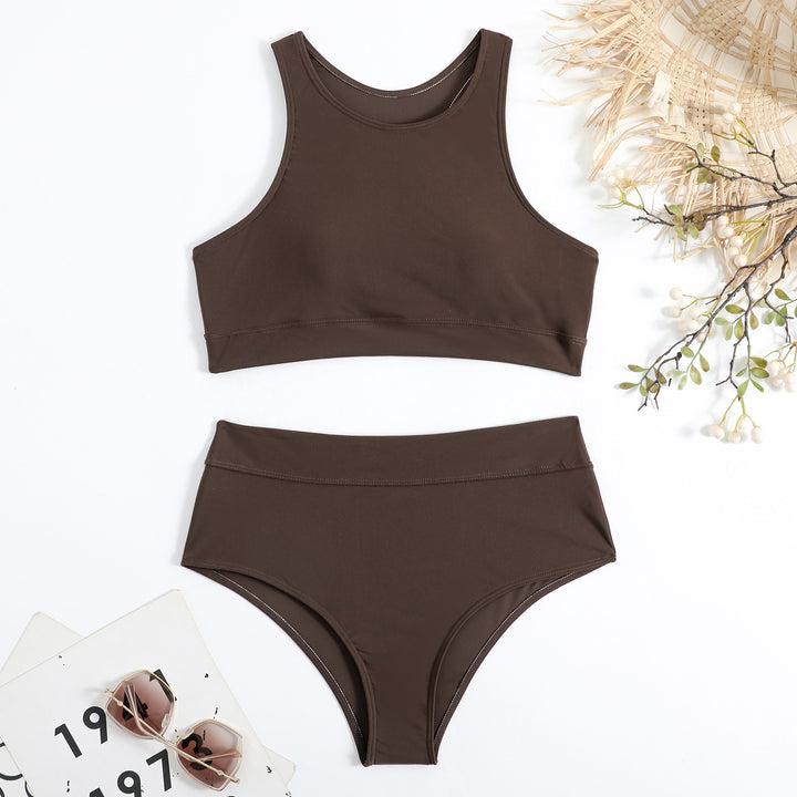 Dame Sporty Bikini-sæt med højhalset crop top og figursyet trusse Stilla
