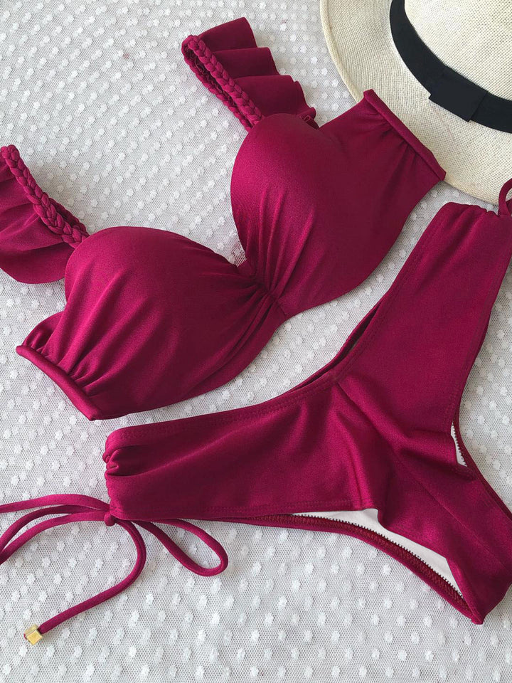 Dame Bikini-sæt med raffinerede flæse detaljer og høj talje snit Stilla