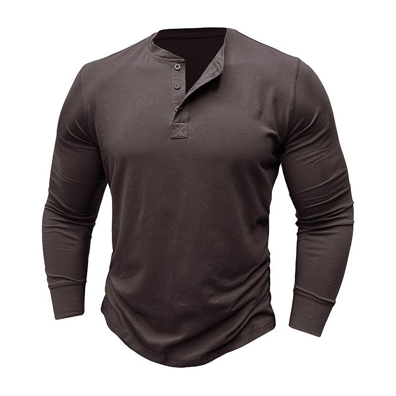 Herre langærmet Henley-shirt med stilfulde accenter og åndbart materiale Stilla