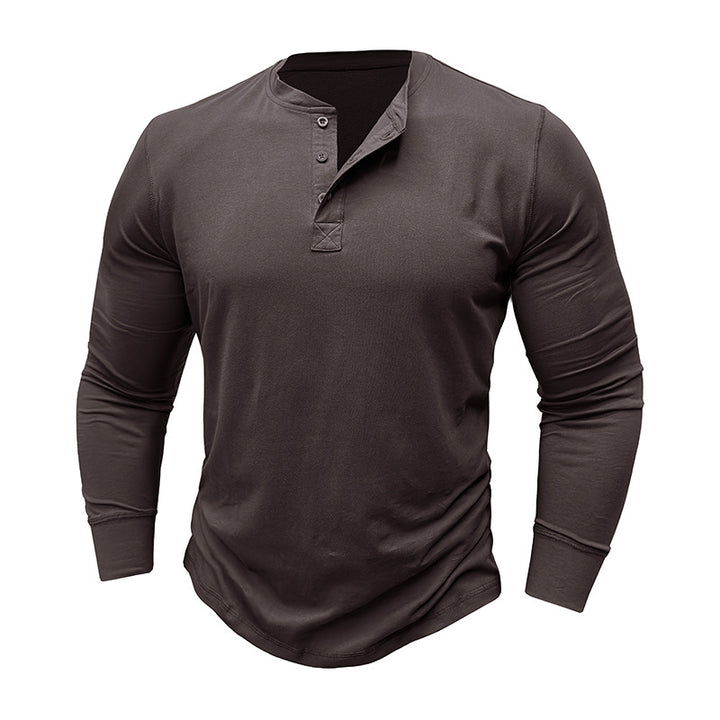 Herre langærmet Henley-shirt med stilfulde accenter og åndbart materiale Stilla