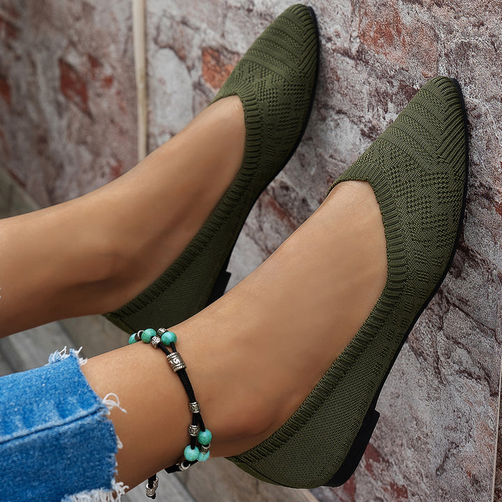 Damer elegante spidse Ballerinas med åndbart strikmateriale Stilla