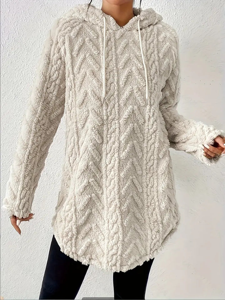 Kvinders hyggelige fleece hoodiejakke med tekstureret ribdesign Stilla