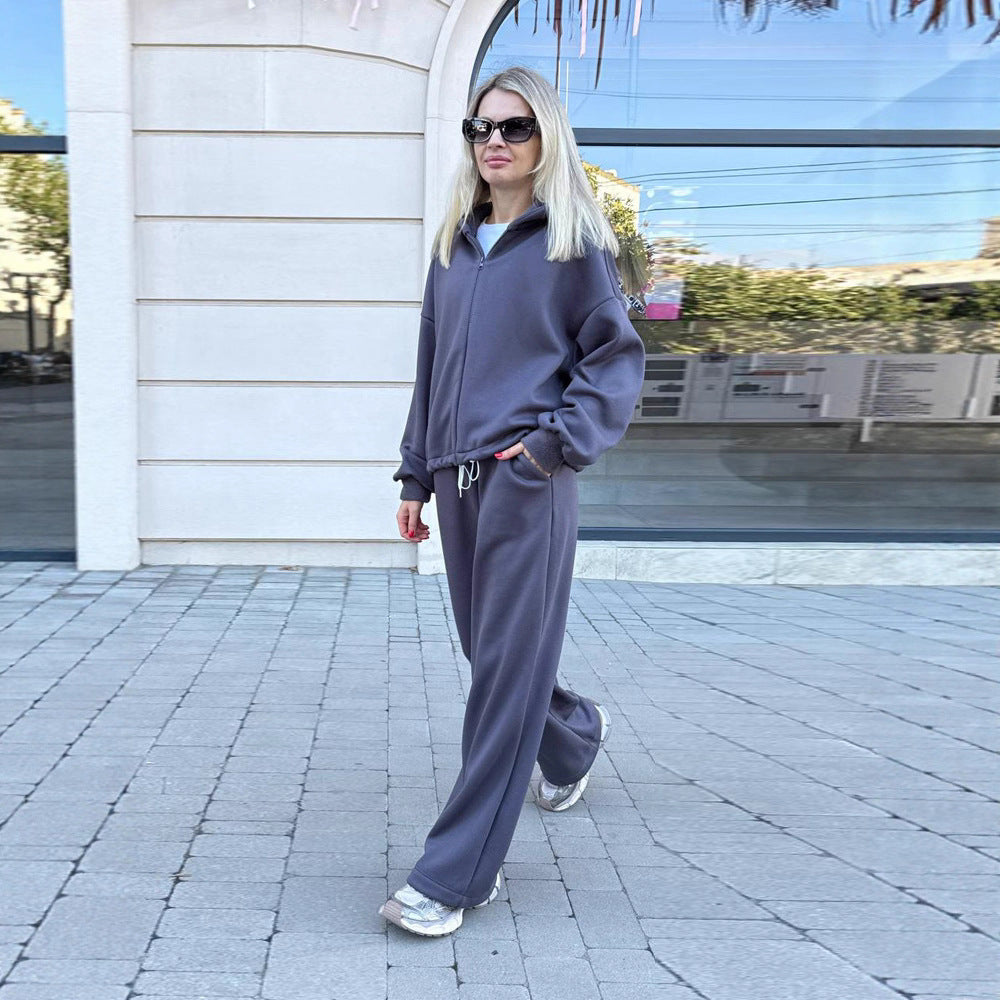 Kvinders Oversized Hoodie og Bred Bukser Sæt Chic & Stilfuld