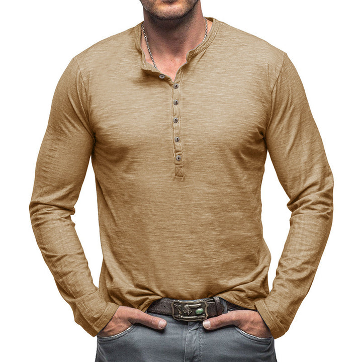 Herrer Langærmet Henley-Skjorte med stilfulde knapper Stilla