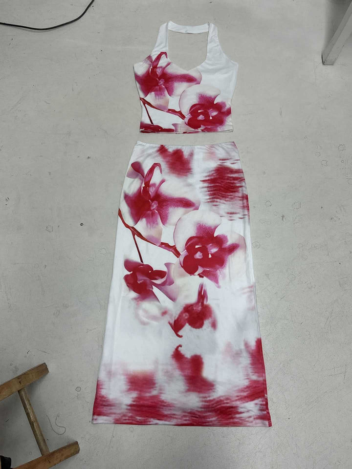 Dame maxiskirt med florale accenter og elegant snit Skovae