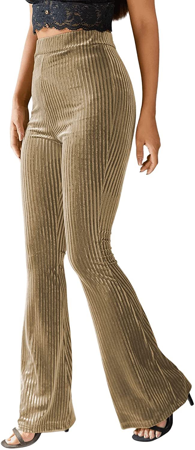 Dame Bootcut-bukser med ribstruktur og høj talje Skovae