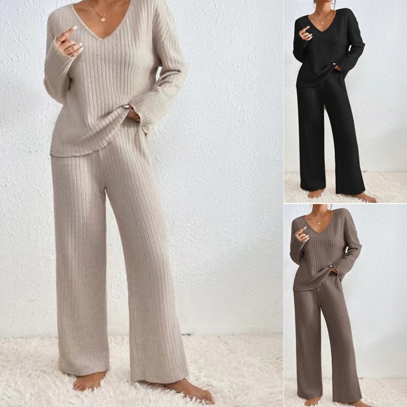 Dame hyggeligt strik-loungewear-sæt Stilla