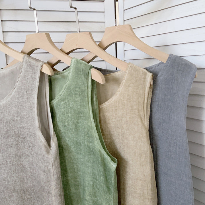 Femme Breezy Linned Maxi Kjole med Højslids Detalje Stilla