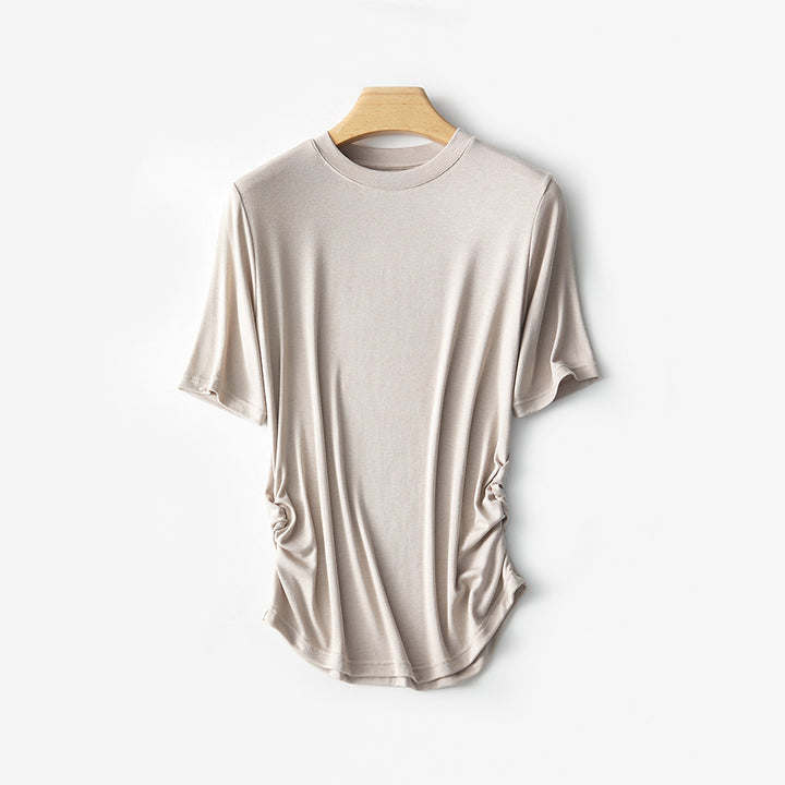 Dame Casual sidelæns rynket T-shirt Stilla
