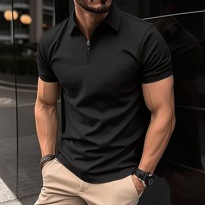 Herre Moderne Zip-Up Performance Polo-Skjorte Stilla