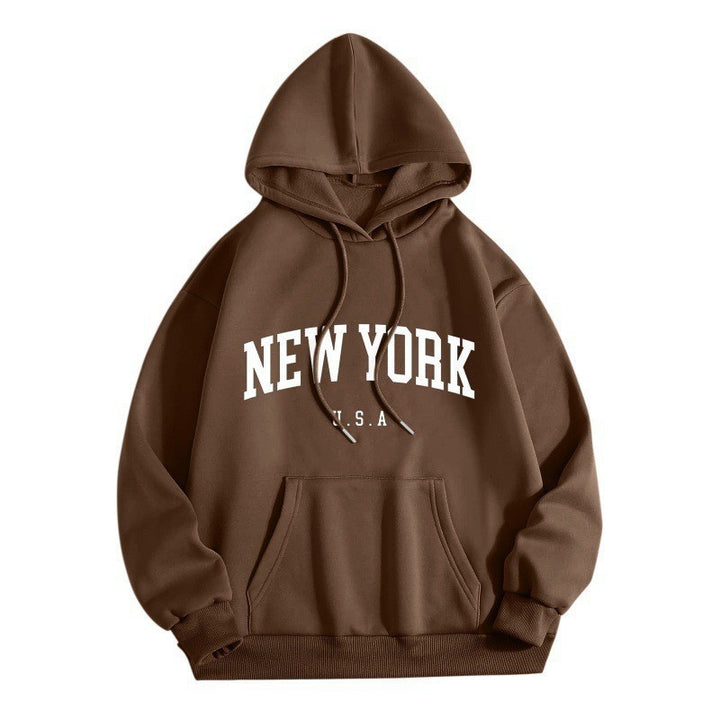 Dame hoodie med stilfuld New York print Skovae
