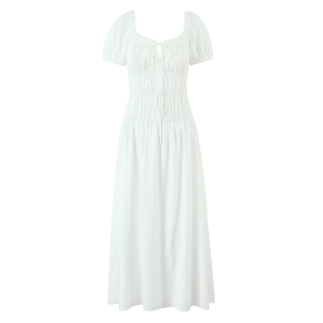 Femme Relaxed Fit Maxi Kjole med Smocking-Detail Stilla
