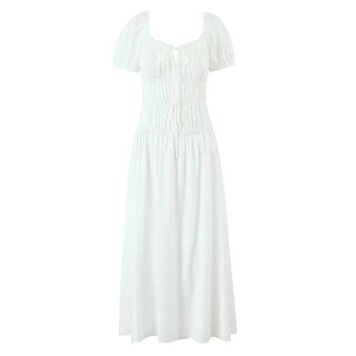 Femme Relaxed Fit Maxi Kjole med Smocking-Detail Stilla
