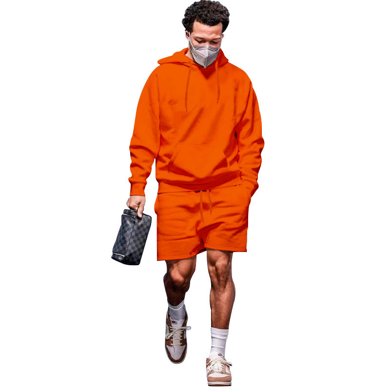 Herre afslappet hoodie- og shorts-sæt i åndbart materiale med praktiske lommer Stilla