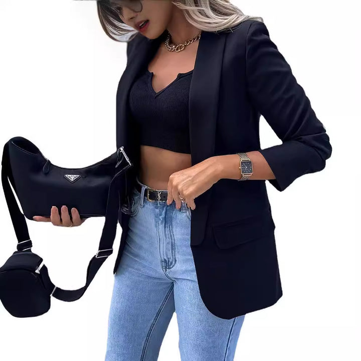 Dame Elegant Blazer med detaljerede lommer og figursyet snit Stilla