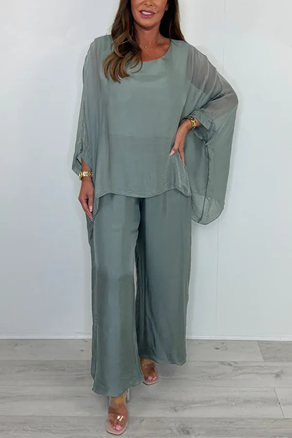 Dame Elegant To-delt Outfit med flydende snit og bredt ben Stilla
