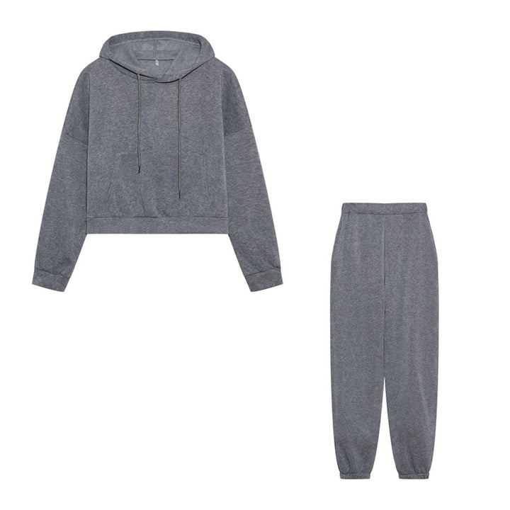 Dame Sports Crop Hoodie og Joggingbukser Sæt Stilla