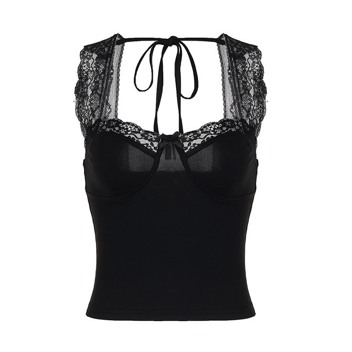 Dame spidsen camisole med elegant snit og legende detaljer Skovae