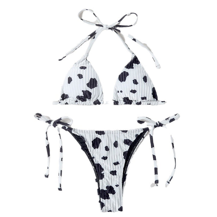 Dame trekant bikini med unikt prikkemønster og delikat rynkning Stilla