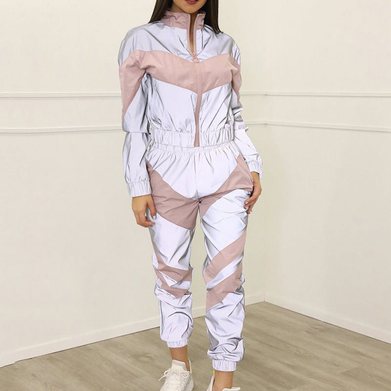 Dame tracksuit med trendy farveblok design og elastik i taljen Stilla