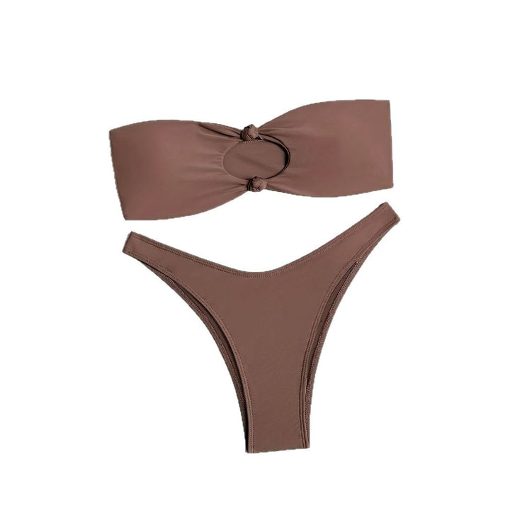 Dame Bandeau-Bikini med høj benudsigt og diskret rynkning Skovae