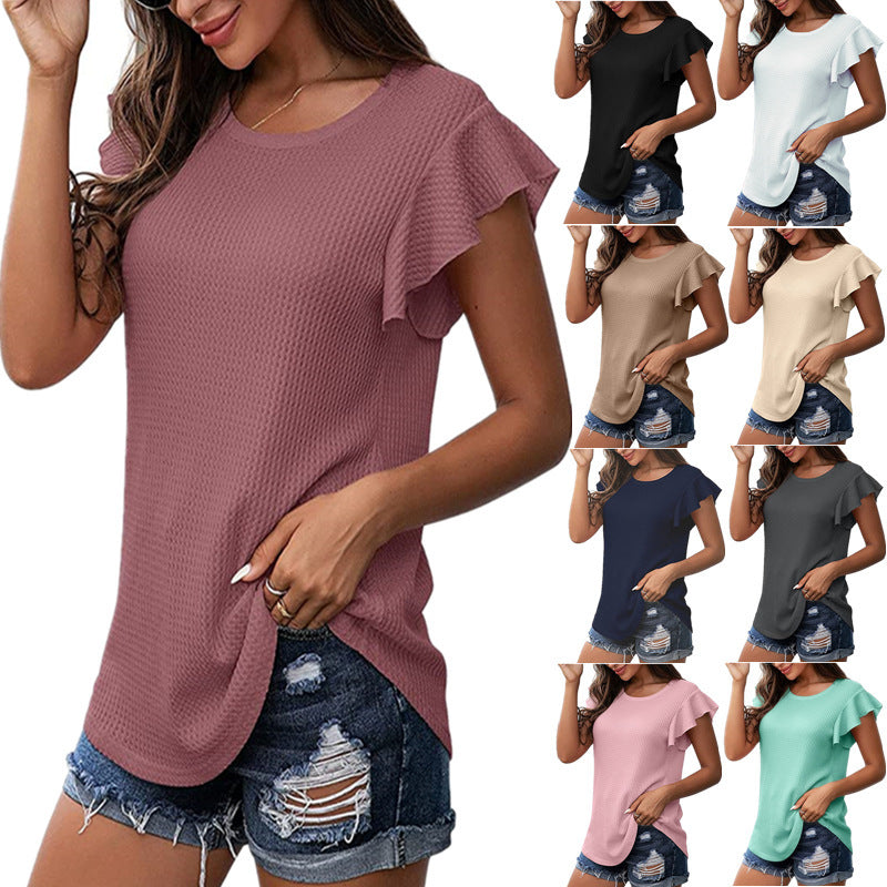 Damer Casual T-Shirt med ruffles detaljer lavet af kvalitets vaffelstof Stilla