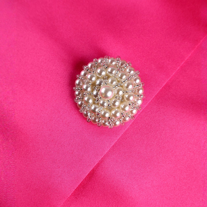 Dame Elegante Blazer-Kjole med Puffærmer og Glitterknapper Skovae