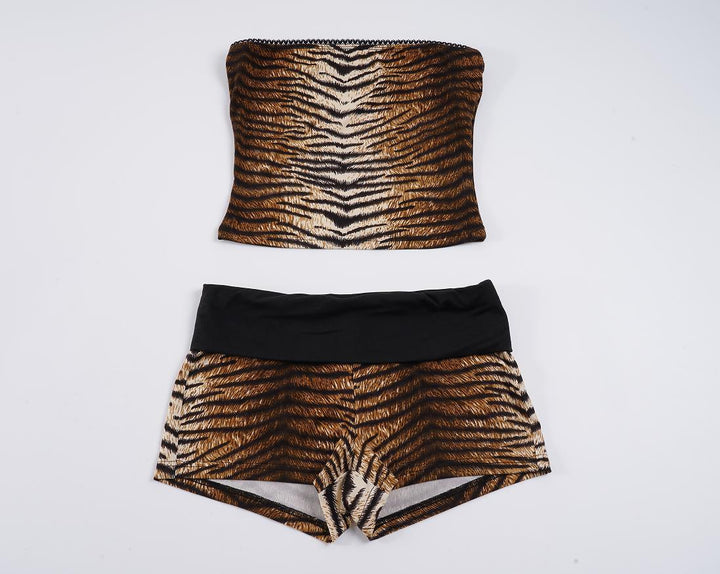 Dame bandeau bikini sæt med stilfulde dyremønstre Skovae