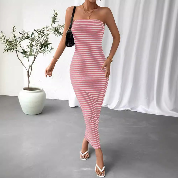 Dame Maxikjole i trendy stribet design Skovae