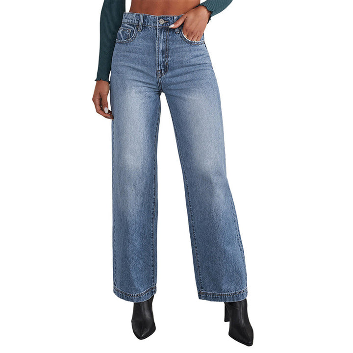 Dame Løst skårne jeans med høj talje og elegant sømføring Stilla