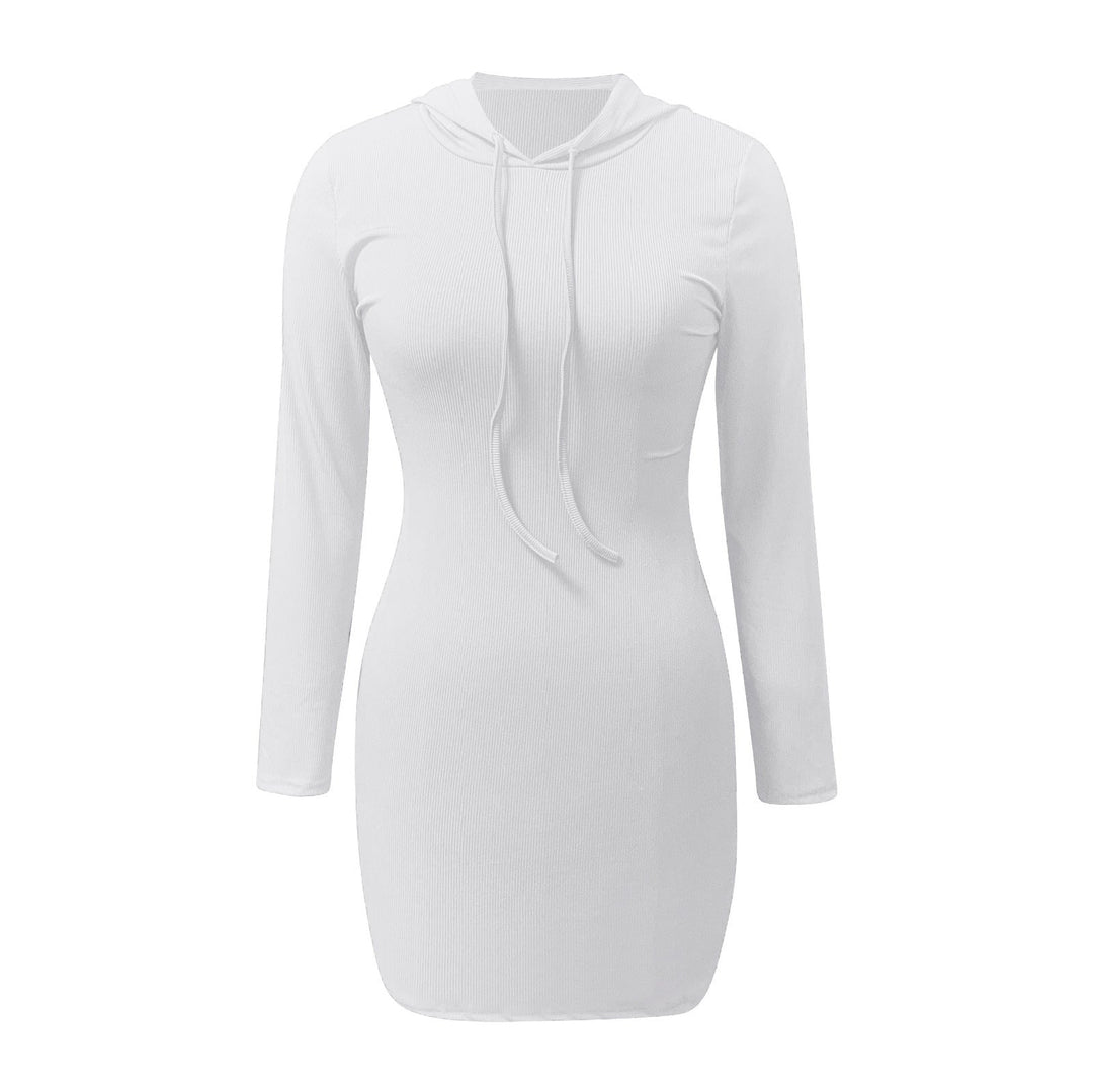 Stilla | Langærmet Bodycon Kjole Med Snor Og Hætte