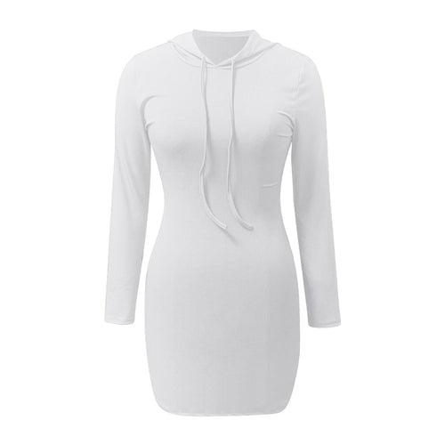 Stilla | Langærmet Bodycon Kjole Med Snor Og Hætte