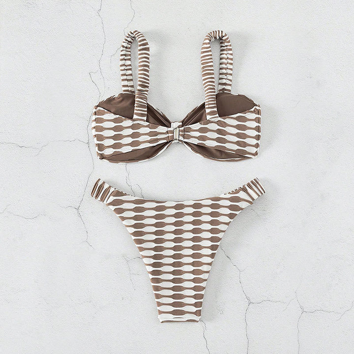 Dame Bikini-sæt med strukturerede stropper og moderigtigt mønster Stilla