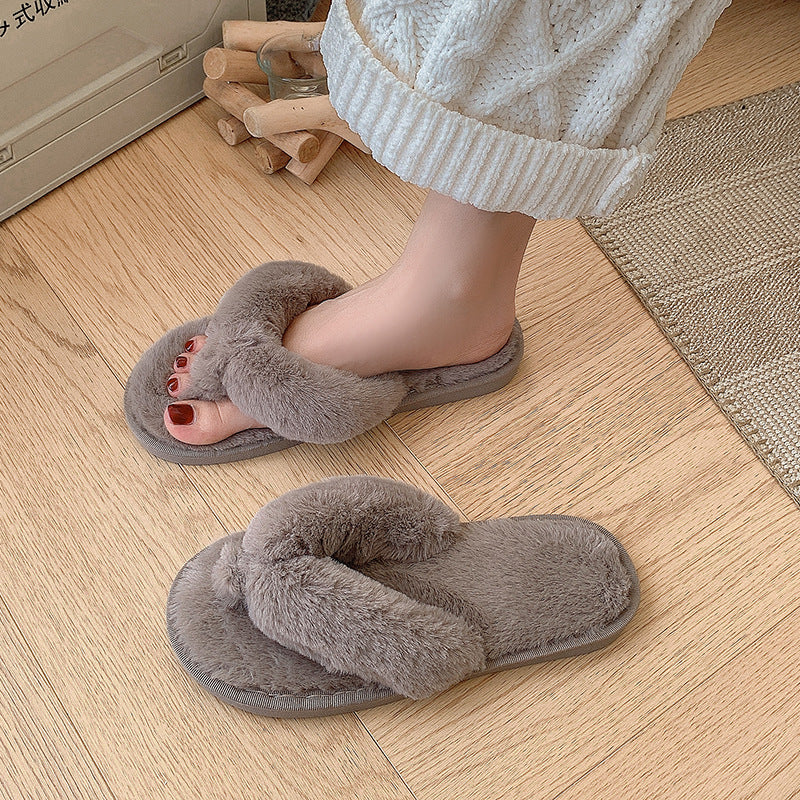 Dame hjemmesko med blødt plush-overdel og skridsikker sål Stilla