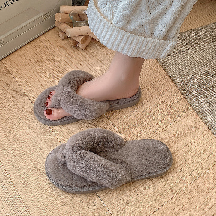 Dame hjemmesko med blødt plush-overdel og skridsikker sål Stilla