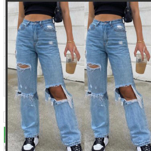 Dame Løse Ripped Jeans med trendy Baggy-snit Stilla